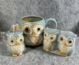3D Owl Coffee Mug Cup, Toothpick Holder &amp; Salt &amp; Pepper Midwood Brand - $24.50