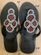 Beaded African Leather Women&#39;s Sandals Size 38 (Approx. 8) - £39.14 GBP