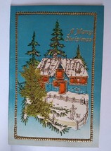 Christmas Postcard Hold To Light House Trees Austria SL &amp; Co HTL Diecut Windows - £23.91 GBP