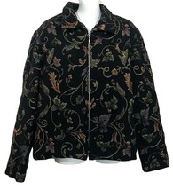 Dress Barn Womens Jacquard Fleur De Lis Black Zip Up Jacket Coat XL - £31.31 GBP