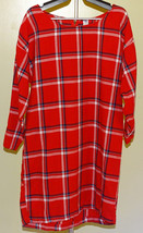 Old Navy Red Plaid Check Tunic Mini Dress Zip Back Relaxed Fit Long Sleeves M - $5.93