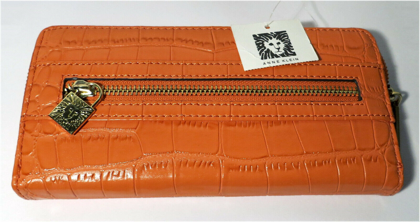Primary image for NWT ANNE KLEIN - Trendy Orange Zip Around Wallet - ALLIGATOR ALLEY SLGS