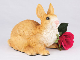 Small/Keepsake 58 Cubic Ins Brown &amp; White Rabbit Resin Urn for Cremation Ashes - £145.70 GBP
