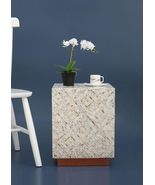 Modern Square Side Table, Vintage Cream Mosaic Nightstand or Accent Tabl... - $1,487.59 CAD