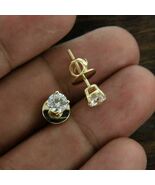 1ct Round Cut Lab Created Diamond Solitaire Stud Earrings 14K Yellow Gold Finish - $39.59