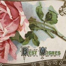 Roses Best Wishes Antique Postcard Vintage Embossed - £7.88 GBP