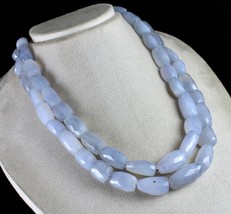Natural Blue Chalcedony Beads Faceted Tumble 2L 1290 Ct Gemstone Silver ... - £606.11 GBP