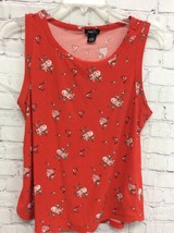 Rue21 Womens Stretch Red Floral Print Sleeveless Tank Top XL - $9.89