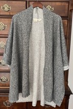 Fisher Project Terry Half-Sleeve Cape poncho topper Pewter gray cotton w... - £53.02 GBP
