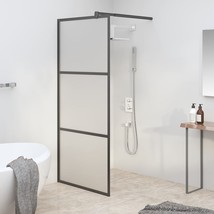 vidaXL Walk-in Shower Wall 35.4&quot;x76.8&quot; Frosted ESG Glass Black - $7,564.52 MXN
