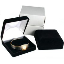 2 Black Flocked Watch &amp; Bracelet Jewelry Gift Boxes - £9.17 GBP