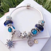 Silver Plated Crystal Charm Bracelet &amp; Bangles Dazzling Daisies Snowflak... - £11.98 GBP