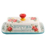 The Pioneer Woman ~ &quot;Vintage Floral&quot; Multicolor Covered ~ Stoneware Butt... - €25,68 EUR