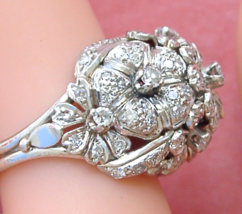 Vintage MID-CENTURY 1.12 Ctw Diamond Flower Cluster Bouquet Cocktail Ring 1950 - £1,848.03 GBP