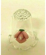 Thimble Glass With Pink Rose Affixed - £3.51 GBP