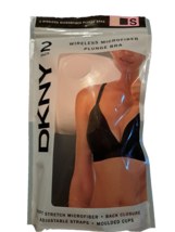 DKNY Wireless Soft Stretch Microfiber Plunge Bra 2-Pack Nude/Black Size Small - £14.96 GBP