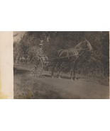 Postcard RPPC Horse Drawn Two Wheel Carriage Identified Man In Hat Velox - £10.18 GBP