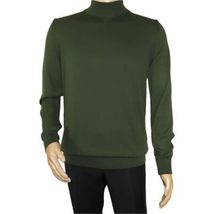Mens Sweater Knit BRANGO Turkey Mock Neck Cotton Blend 21050 Khaki Green image 5