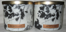 White Barn Bath &amp; Body Works 3-wick Scented Candle Lot Set of 2 SEA SALT &amp; LINEN - £50.94 GBP