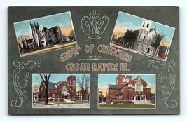 Postcard Iowa Group Of Churches Cedar Rapids, IA - £4.98 GBP