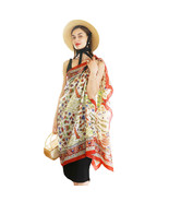 Anyyou 100% Mulberry Silk Red Green Long Scarf Luxury Brand Women Beach ... - €76,32 EUR