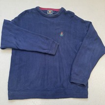 Vintage Chaps Ralph Lauren Sweater Mens XL Navy Blue Knit Crest Logo Preppy - $24.74