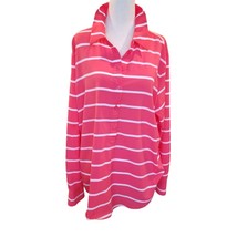 Pink Coral Top Blouse Button Down Women&#39;s XL Apt 9 Striped Coverup Polye... - £15.68 GBP
