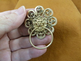 (E-342) Lion head doorknocker daisy floral Eyeglass pin pendant ID badge holder - £17.17 GBP