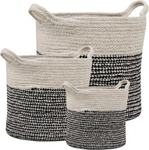 Super Area Rugs Farmhouse Cotton Storage Baskets/Multi Purpose Bin Set Of 3, - £61.40 GBP