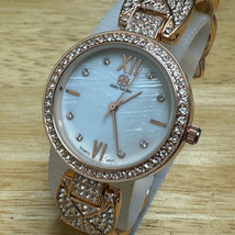 Daisy Fuentes Quartz Watch Women Rose Gold Tone Rhinestone Cuff Bangle N... - $14.24