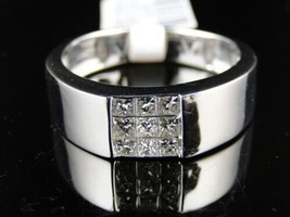 14K Mens 10K White Gold Over Diamond Wedding Band Ring 0.50 Ct - £52.50 GBP