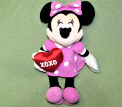 16&quot; Minnie Mouse Valentine Plush Red Satin Heart Xoxo Pink Dress Disney Doll Toy - £6.40 GBP