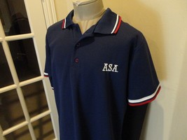 Blue Sewn ASA Amateur Softball Association Licensed Umpire Polo Shirt Ad... - £23.52 GBP