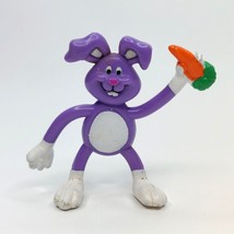 Purple Bunny Rabbit Pencil Topper 2&quot; Bendable Poseable Vintage Russ PVC Figure - £6.92 GBP