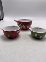 Holiday Time Measuring Cups Christmas Nesting Ceramic Gingerbread Set of 3 - £9.88 GBP