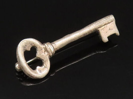 925 Sterling Silver - Vintage Minimalist Missing Key Brooch Pin - BP9834 - $39.80