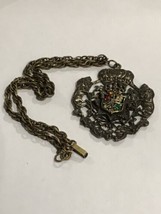 Via Crucis Via Lucis Shield Cross Crown Pendant Necklace Vintage Large - $419.21 MXN