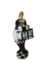 Large Italian Waiter Carrying Basket W/Salt &amp; Pepper Shakers 14.5&quot;T Ceramic - £15.81 GBP