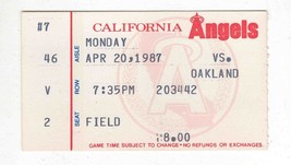 Apr 20 1987 California Angels Oakland A&#39;s Ticket Terry Steinbach 2 HR Mc... - £11.16 GBP