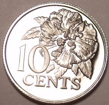 Rare Proof Trinidad &amp; Tobago 1974 10 Cents~Flaming Hibiscus~14,000 Minted~Fr/Shi - £3.06 GBP
