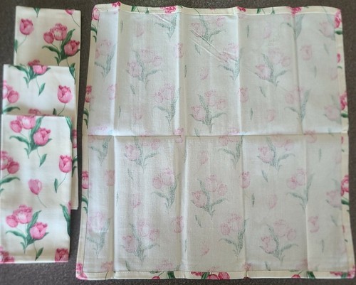 Homemade Set of Four (4) ~ 19" Square ~ Cotton Napkins ~ Multicolor Floral Print Item image 5