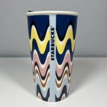 Starbucks Blue Abstract Color Wave Ceramic Traveler Tumbler Coffee Cup 12 Oz New - £19.45 GBP