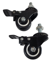 Set of 2 Work Shelf Furniture Swivel Casters 1.5 Inch - Polyurethane, Black - £30.04 GBP