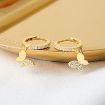 SIPENGJEL Fashion Cubic Zircon Cute Butterfly Hoop Earrings Creativity Simple Da - £6.90 GBP