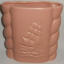 Abingdon Pottery 1940s CLIPPER SHIP Mauve Ceramic Vase #494 - Made in Il... - $15.83