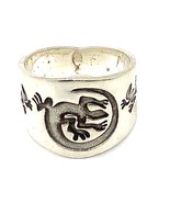 Vtg Signed 925 Sterling Silver Engraved Overlay Lizard Reptile Ring Band... - $93.68 CAD
