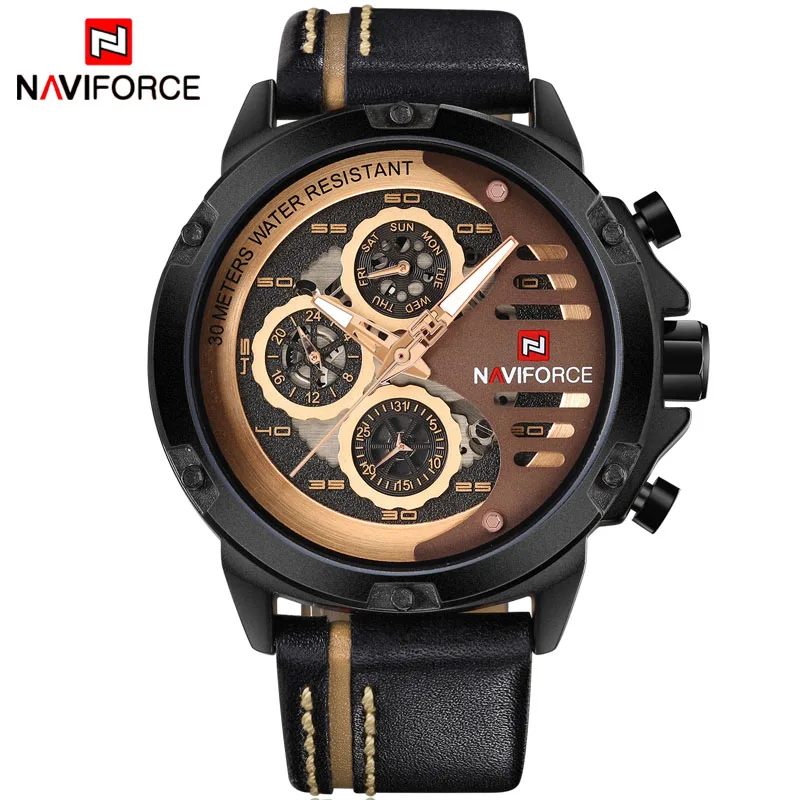  Mens Watches   Luxury Waterproof 24 Hour Date Quartz Watch Man Leather Sport Wr - £30.79 GBP