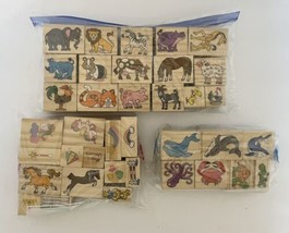 Rubber Stamps Wood Block Lot of 37 Farm Circus Sea Animals Whimsical Variety - £19.37 GBP