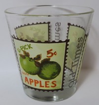 Cerve Old Times Tumbler Glass Fruit Stamp Design U-Pick Green Apples VTG Italy - £10.37 GBP