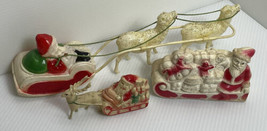 Vintage Christmas Celluloid Figure Santa Claus On Sled With Presents Irwin More - £74.08 GBP